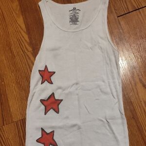 White Tank Top with Red Stars Avril Lavigne Inspired